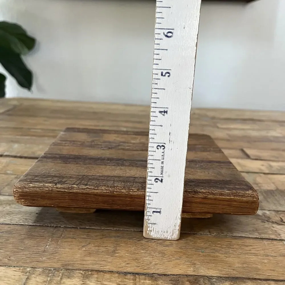 Solid Wood Cutting Serving Cheese Board 7 x 7.25 in Raised Feet Striped Design